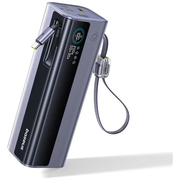 BASEUS Baterie externa Baseus EnerGeek GR11 25.000 mAh, 200W, cablu USB-C dual retractabil, Gri