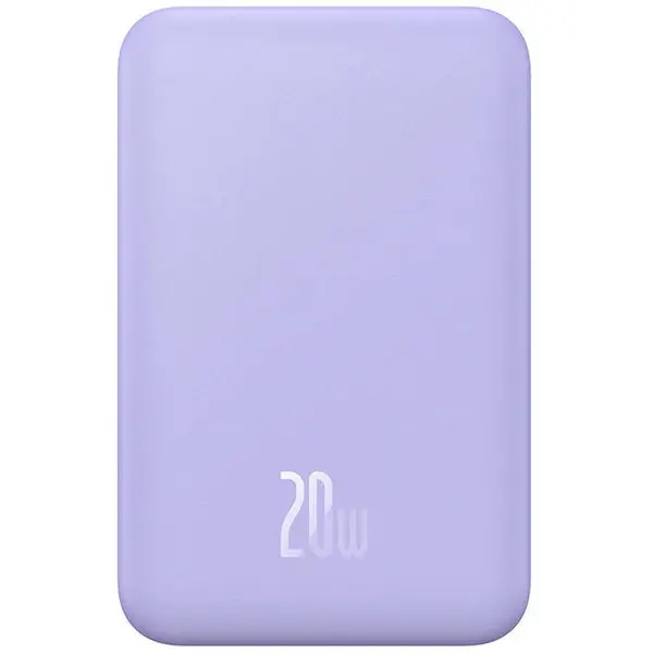 BASEUS Baterie externa Baseus Magnetic Mini Wireless, 5000 mAh, Incarcare rapida, 20W, cablu USB-C inclus, Mov