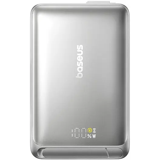 BASEUS Baterie externa Baseus Nomos Qi2 Magnetic, 10.000 mAh, 45W, cablu USB-C inclus, Gri