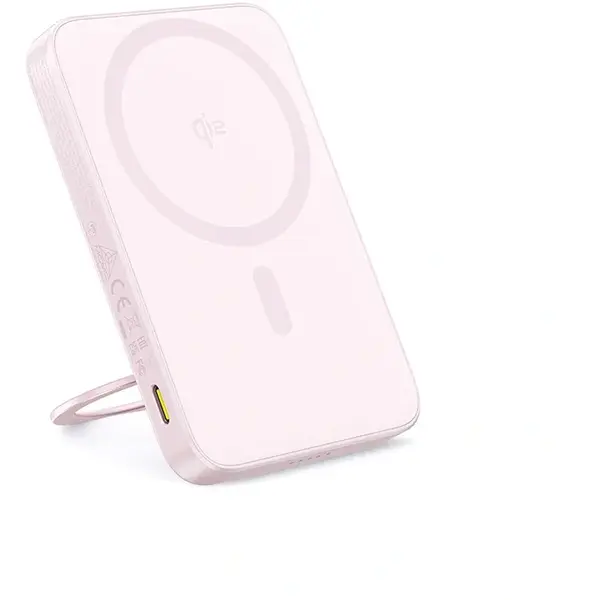 BASEUS Baterie externa Baseus PicoGo Qi2 Magnetic 5000mAh, 20W, cu cablu USB-C 30cm inclus, Roz