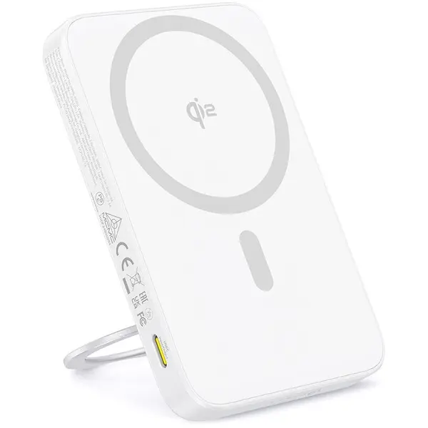 BASEUS Baterie externa Baseus PicoGo Qi2 Magnetic 5000mAh, 20W, cu cablu USB-C 30cm inclus, Alb