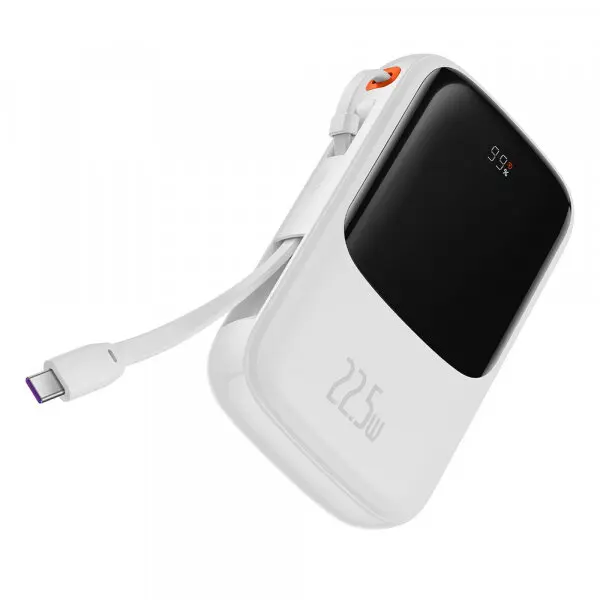 BASEUS Baterie Externa Baseus Qpow Pro, 10000mAh, 22.5W, QC + PD, 1 x USB-A - 2 x USB-C, Alba