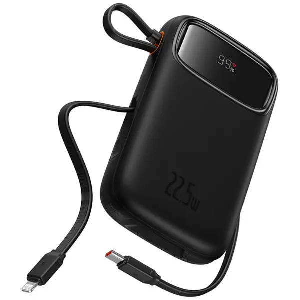 BASEUS Baterie externa Baseus Qpow2, Digital Display, 10000mAh, 30W, 2 x USB Type-C output/input, 1 x USB, include cablu USB Type-C la USB Type-C 30cm, negru