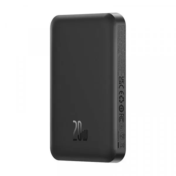 BASEUS Baterie Externa Wireless Baseus Magnetic Mini, 5000mAh, 20W, PD + FQI, 1 x QI - 1 x USB-C, Negru