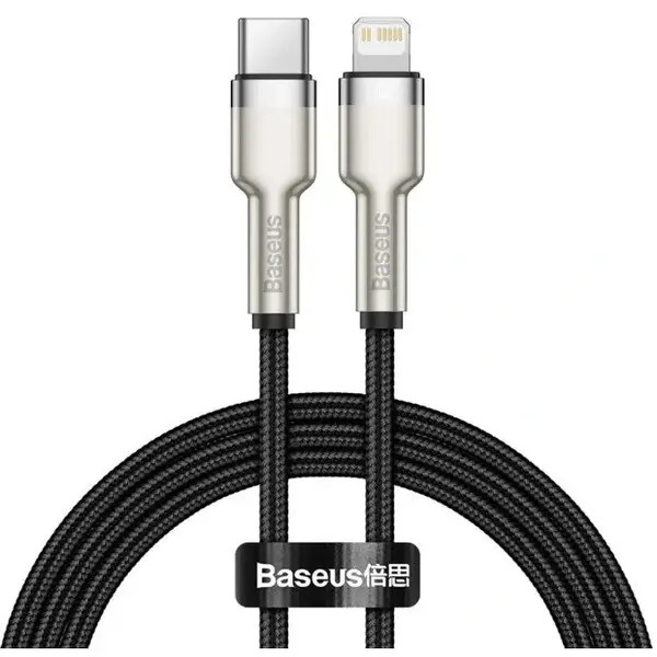 BASEUS Cablu Alimentare si Date Baseus Cafule Metal Fast Charging USB Type-C la Lightning Iphone PD20W braided 1m Negru