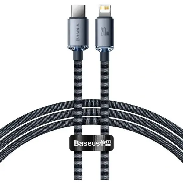 BASEUS Cablu Alimentare si Date Baseus Crystal Shine Fast Charging USB Type-C la Lightning Iphone PD 20W 1.2m Negru