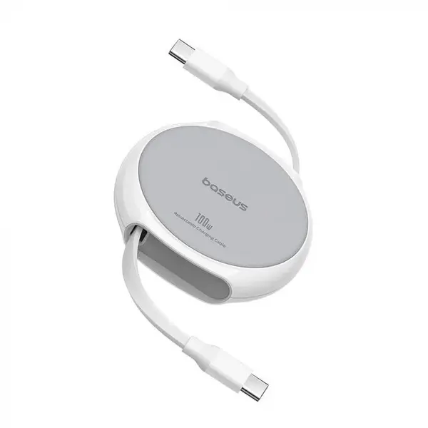 BASEUS CABLU alimentare si date Baseus Free2Draw Mini, Fast Charging Data Cable pt. smartphone, retractabil, USB Type-C la USB Type-C 100W, 1m, Alb P10368400211-00
