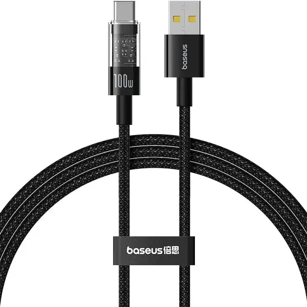 BASEUS CABLU alimentare si date Baseus Gem, Fast Charging Data Cable pt. smartphone, USB la USB Type-C 100W, 1m, Negru P10373002111-00