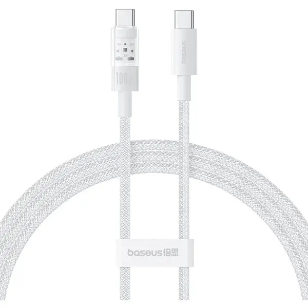 BASEUS CABLU alimentare si date Baseus Gem, Fast Charging Data Cable pt. smartphone, USB Type-C la USB Type-C 100W, 2m, alb