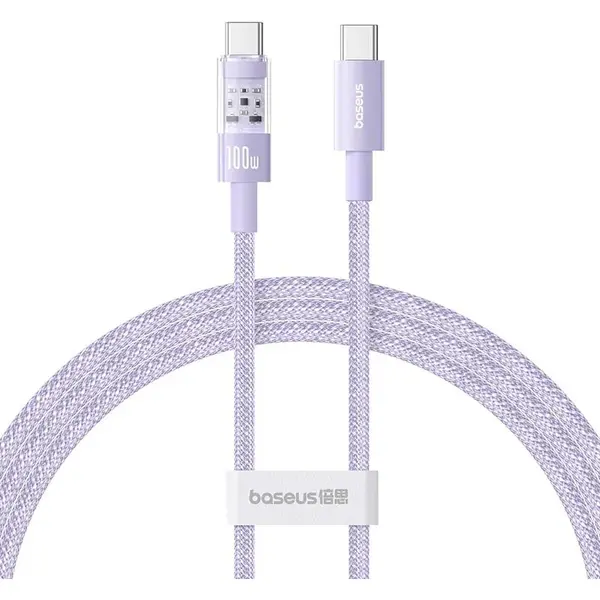 BASEUS CABLU alimentare si date Baseus Gem, Fast Charging Data Cable pt. smartphone, USB Type-C la USB Type-C 100W, 1m, Mov P10373000511-00