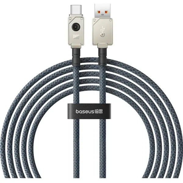 BASEUS Cablu alimentare si date Baseus Unbreakable, Fast Charging Data Cable, USB la USB Type-C 100W, 2m, braided aliaj zinc, alb „P10355801221-01”
