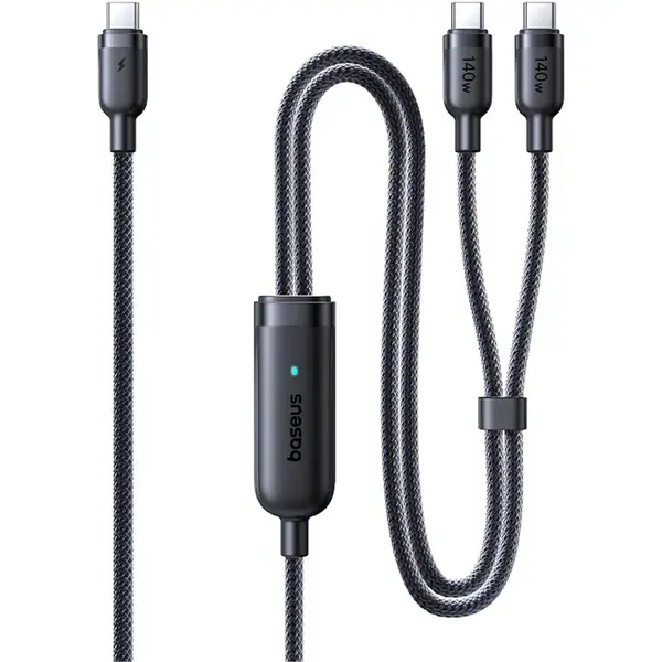 BASEUS Cablu Baseus Flash 4 140W 2-in-1 Fast Charging USB-C, 1.5m, Negru