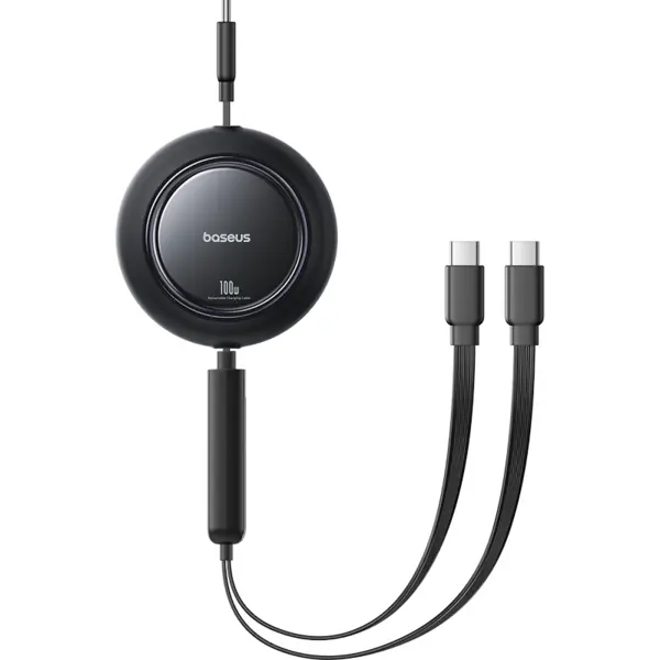 BASEUS Cablu Baseus Free2Pull retractabil Fast Charging USB-C la 2x USB-C, 100W, 1.2m, Negru