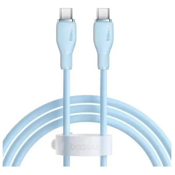 BASEUS Cablu Baseus Pudding Series, 100W, USB-C la USB-C, Fast Charging, 1.2 metri, Albastru Deschis