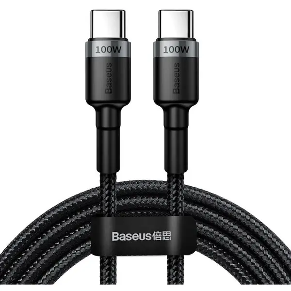 BASEUS Cablu Date si Incarcare Baseus, Cafule CATKLF-ALG1, USB Type-C la USB Type-C, 100W, 2m, Gri