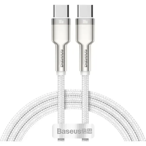 BASEUS Cablu Date si Incarcare Baseus USB Type-C la USB Type-C Cafule, 1 m, 100W, CATJK-C02, Alb