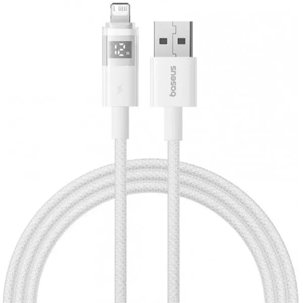 BASEUS Cablu Date si Incarcare USB-A - Lightning Baseus Display 2, 12W, 2m, Alb P10382700211-01