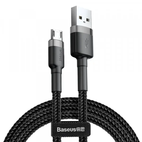 BASEUS Cablu Date si Incarcare USB-A - microUSB Baseus Cafule, 18W, 1m, Gri CAMKLF-BG1