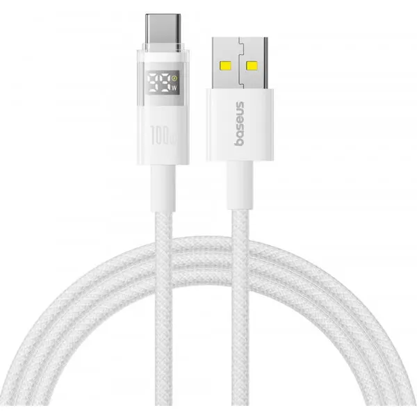 BASEUS Cablu Date si Incarcare USB-A - USB-C Baseus Display 2, 100W, 2m, Alb P10382701211-01