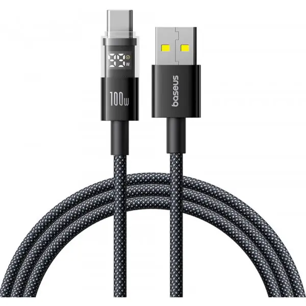 BASEUS Cablu Date si Incarcare USB-A - USB-C Baseus Display 2, 100W, 1m, Negru P10382701121-00