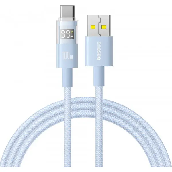 BASEUS Cablu Date si Incarcare USB-A - USB-C Baseus Display 2, 100W, 2m, Albastru P10382701311-01
