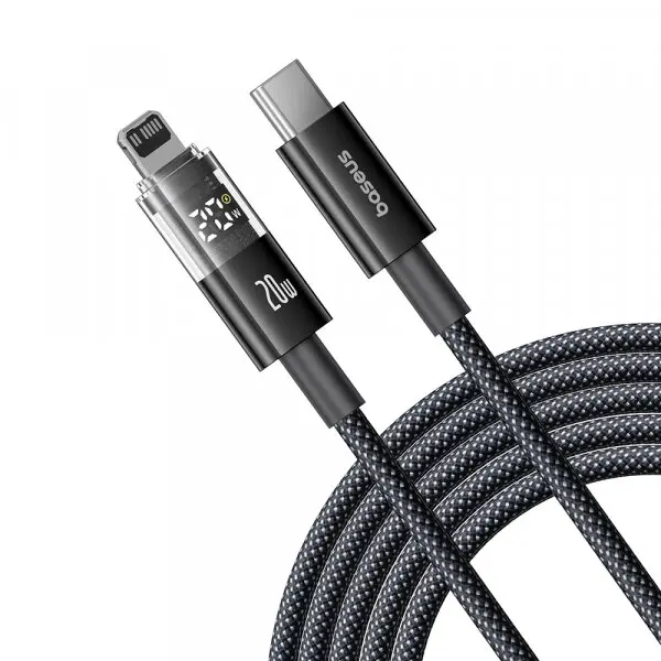 BASEUS Cablu Date si Incarcare USB-C - Lightning Baseus Display 2, 20W, 2m, Negru P10382703121-01