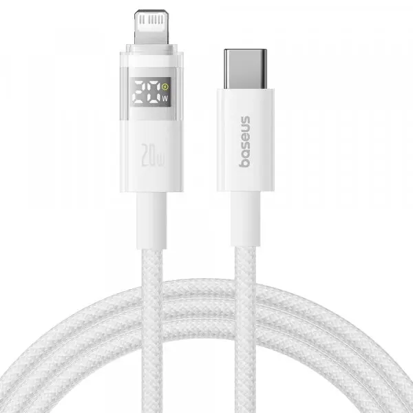 BASEUS Cablu Date si Incarcare USB-C - Lightning Baseus Display 2, 20W, 2m, Alb P10382703211-01