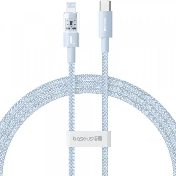 BASEUS Cablu Date si Incarcare USB-C - Lightning Baseus Gem, 20W, 2m, Bleu P10373001311-01
