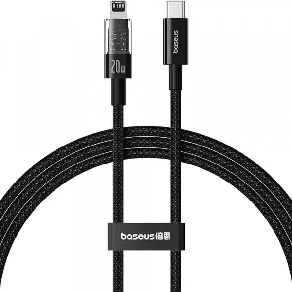 BASEUS Cablu Date si Incarcare USB-C - Lightning Baseus Gem, 20W, 1m, Negru P10373001111-00