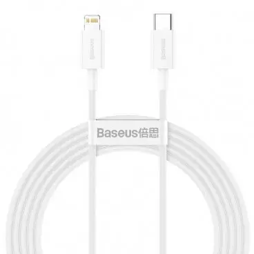 BASEUS Cablu Date si Incarcare USB-C - Lightning Baseus Superior Series, 20W, 2m, Alb