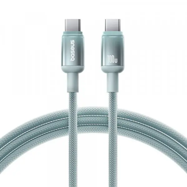 BASEUS Cablu Date si Incarcare USB-C - USB-C Baseus Discolor, 100W, 1m, Albastru Verde E0420702