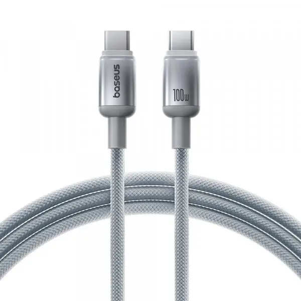 BASEUS Cablu Date si Incarcare USB-C - USB-C Baseus Discolor, 100W, 1m, Argintiu E0420701