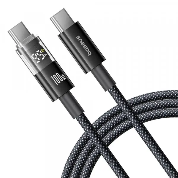 BASEUS Cablu Date si Incarcare USB-C - USB-C Baseus Display 2, 100W, 1m, Negru P10382702121-00