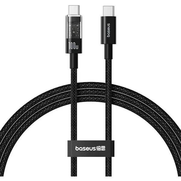 BASEUS Cablu de date Baseus Gem, USB-C male - USB-C male, 1m, Black