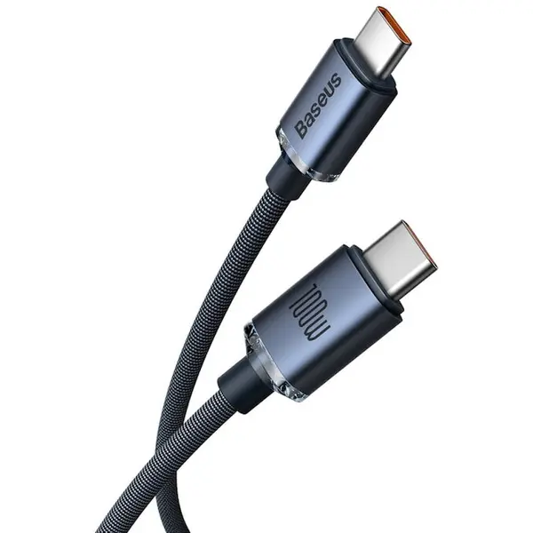 BASEUS Cablu Incarcare Baseus, Crystal Shine Series CAJY000601, USB Type-C la USB Type-C, 1.2m, 100W, Negru