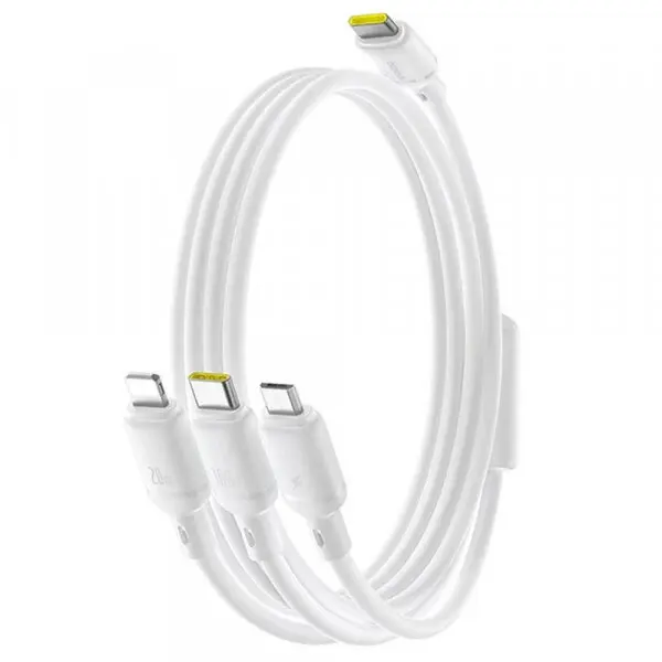 BASEUS Cablu Incarcare USB-C - Lightning / microUSB / USB-C Baseus Silky 3in1, 100W, 1.5m, Alb P10377706213-00