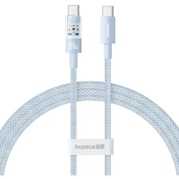 BASEUS Cablu USB-C la Type-C, Super Fast Charging 100W, 2m - Baseus Gem (P10373000311-01) - Galaxy Blue