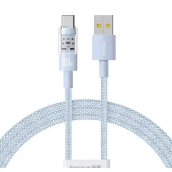 BASEUS Cablu USB la Type-C, Super Fast Charging 100W, 2m - Baseus Gem (P10373002311-01) - Galaxy Blue