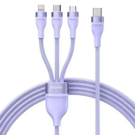 BASEUS Cablu USB tip C / USB tip A Baseus Flash Series II - USB tip C / Lightning / micro USB 100 W 1,5 m Mov