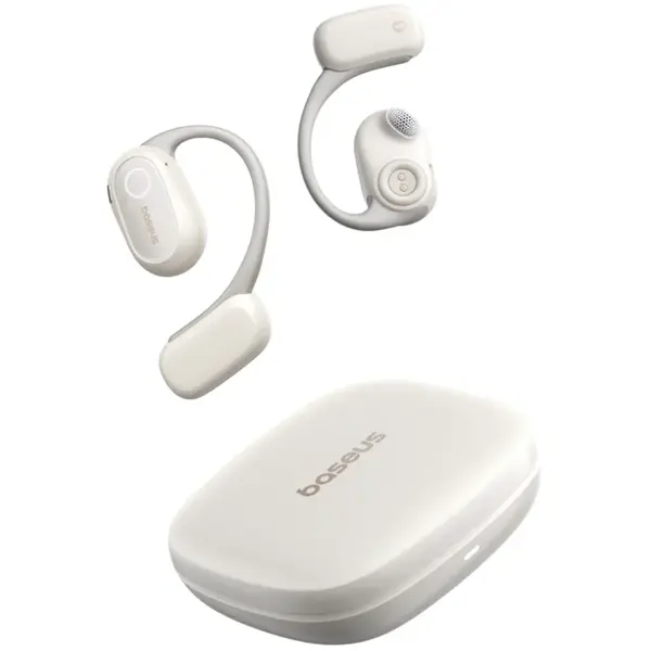 BASEUS Casti True Wireless Baseus Bowie MF1 Open-Ear, Autonomie 60 de ore, IPX4, Bluetooth 5.4, Alb