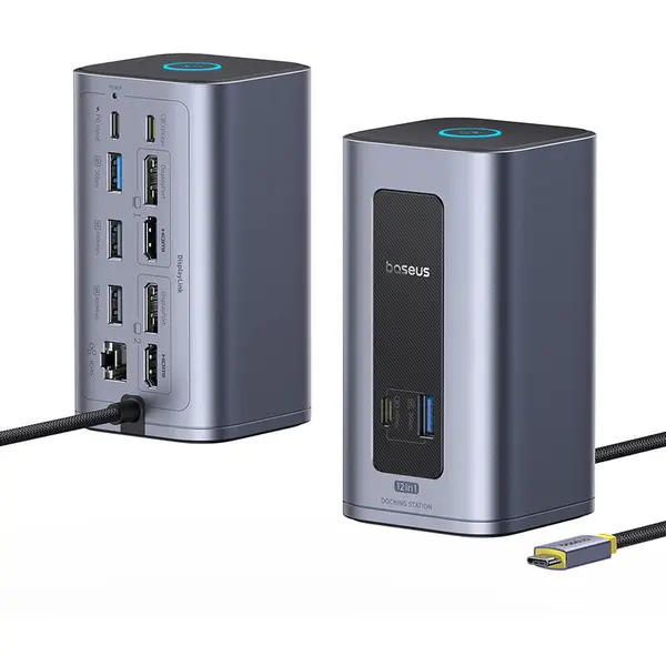 BASEUS Docking Station Baseus Nomos NU1 Air Spacemate 12-in-1, 100W PD, 4K, USB-C, 10Gbps, Gri