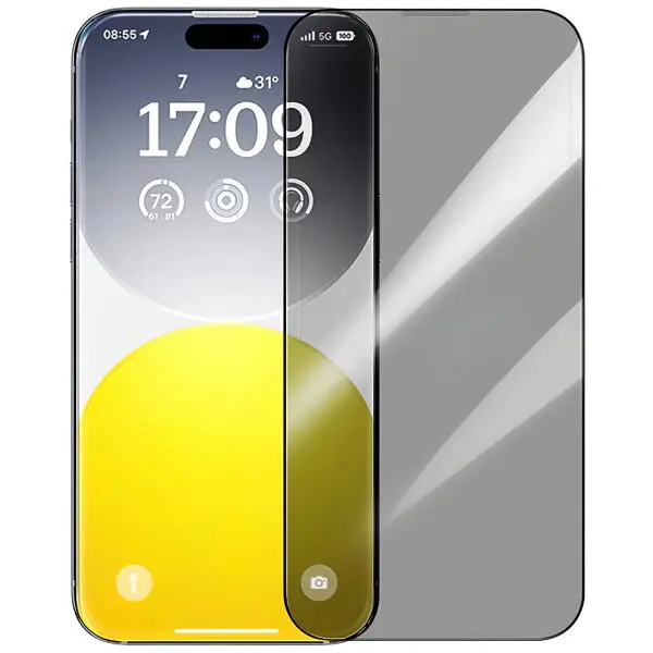 BASEUS Folie protectie ecran, Baseus, pentru iPhone 15 Pro, Diamond Series Full Screen Privacy Tempered Film, Transparent