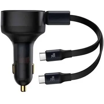BASEUS Incarcator auto Baseus Enjoyment 2in1 USB-C, 33 W, Negru
