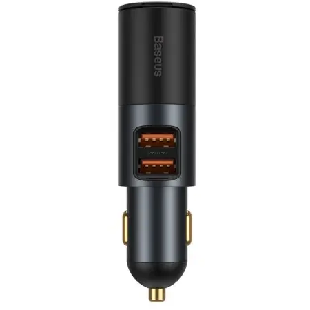 BASEUS Incarcator auto Baseus Share Together, 2xUSB, cu port de expansiune pentru bricheta, 120W, Quick Charge, Negru
