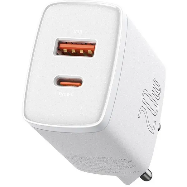 BASEUS Incarcator retea Baseus CCXJ-B02, USB/USB-C, Quick Charge 3.0, Power Delivery 3.0, 20W, Alb