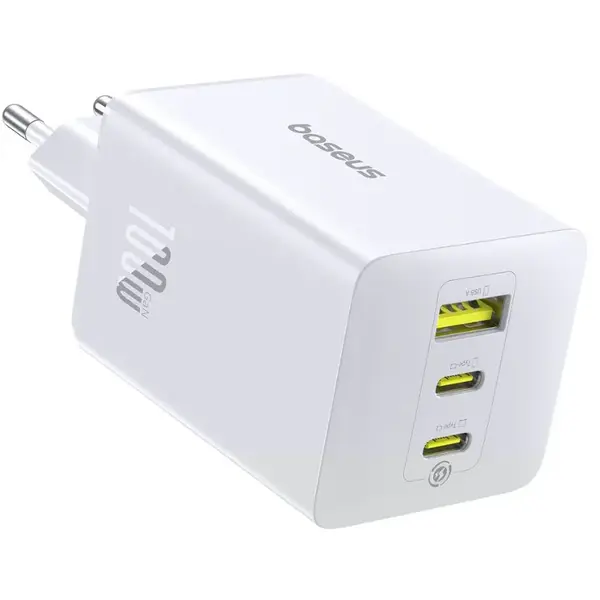 BASEUS Incarcator retea Baseus EnerFill FE11, 100W, 2xUSB-C, 1xUSB, GaN6, Alb