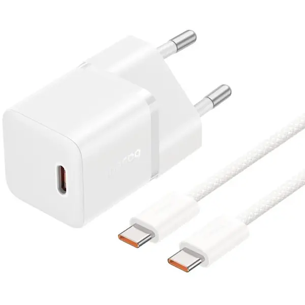 BASEUS INCARCATOR retea Baseus GaN5 Pro, Quick Charge 20W, 1 x USB Type-C, include cablu USB Type-C la USB Type-C 100W, 1m, Alb P10110900213-01