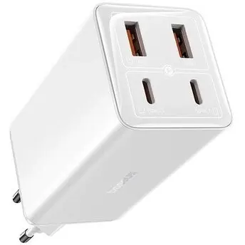 BASEUS INCARCATOR RETEA Baseus GaN6 Pro, Quick Charge 100W, 2 x USB Type-C Output 5V/3A, 2 x USB, Include cablu USB Type-C la USB Type-C de 100W, Alb