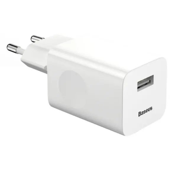 BASEUS Incarcator Retea Baseus Quick Charger CCALL-BX02, Single USB QC3.0, pentru Incarcatoare Wireless, Alb