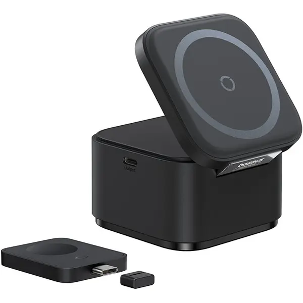 BASEUS Incarcator wireless Baseus MagPro 3-in-1, 25 W, Magnetic, 15W incarcare wireless, MagPro Apple Watch 2.5W, Negru